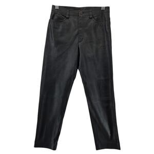 Gianni Versace Leather Pants Womens 28" Waist Black Straight Leg Crop Italy